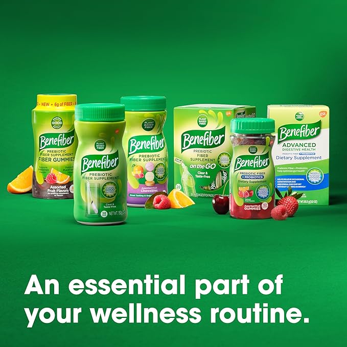 Benefiber Advanced Digestive Health Prebiotic Fiber Supplement Powder with Probiotics for Digestive Health, Low FODMAP – 15 Sticks (3.0 Ounces)