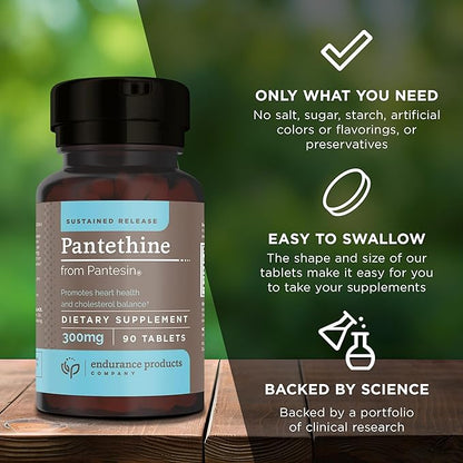 Pantethine from Pantesin, 300mg Sustained Release, 90 Tablets, Endurance Products Company