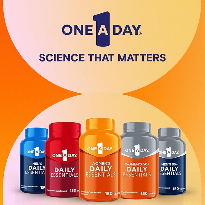 One A Day Multivitamin for Women Daily Essentials, Vitamins for Women to Support Hair, Skin & Nails, Immune Health, Multivitamin for Women with Zinc, Folic Acid & B Vitamins, 150 Count