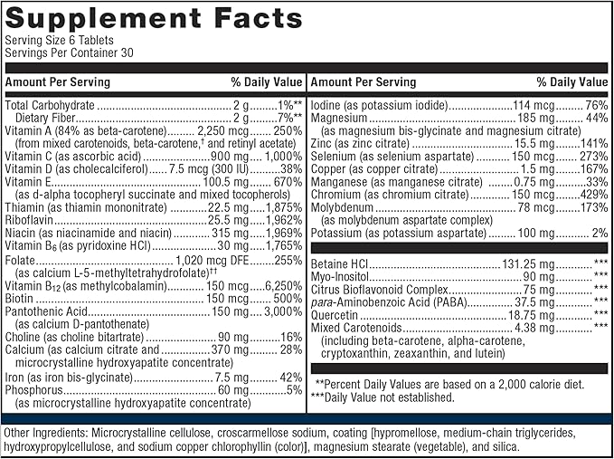 Metagenics Multigenics Intensive Care - Multivitamin - Dietary Supplements for Everyday - with Iron, Quercetin, Beta-Carotene, Ascorbic Acid & More - Non-GMO - Gluten-Free - 180 Tablets