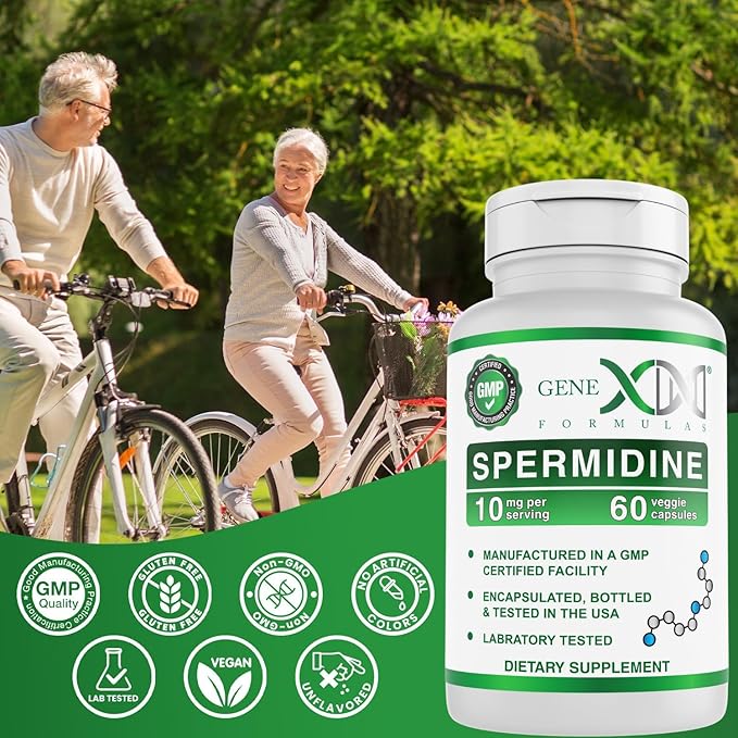 Genex Formulas Spermidine Supplement (60 Vegan Capsules)-10mg of Spermidine from Wheat Germ Extract, Autophagy Supplement for Healthy Aging & Cell Renewal, Non-GMO, Gluten-Free