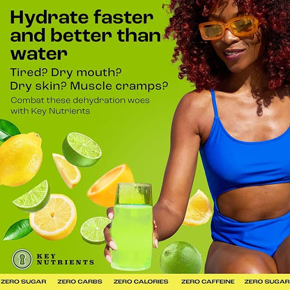 KEY NUTRIENTS Multivitamin Electrolytes Powder No Sugar - Refreshing Lemon Lime Electrolyte Powder - Endurance & Energy Supplement - Hydration Powder - No Calories - 90 Servings - Made in USA