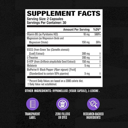 Jacked Factory Lean PM Night Time Fat Burner, Sleep Aid Supplement, & Appetite Suppressant for Men and Women - 60 Stimulant-Free Veggie Weight Loss Diet Pills