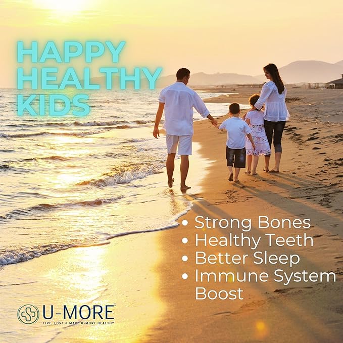 U-MORE Children's Multivitamin Syrup with Calcium, Vitamins C, B3, E, B5, Zinc, B2, B1, B6, A, D - Energy & Immune Support - 5.07 fl oz