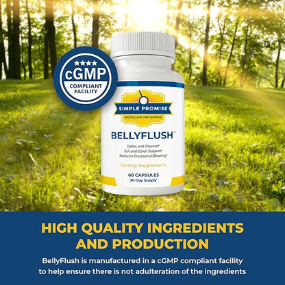 Simple Promise - BellyFlush - Detox and Colon Cleanse Support - Promotes Digestive Health, 60 Capsules