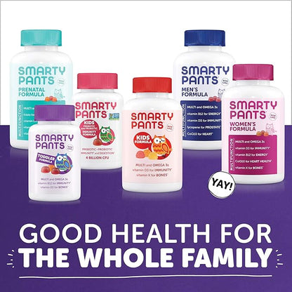 SmartyPants Toddler Multivitamin Gummies: Omega 3 Fish Oil (EPA/DHA), Vitamin D3, C, Vitamin B12, B6, Vitamin A, K & Zinc, Beta Carotene, Gluten Free, Three Fruit Flavors, 180 Count (60 Day Supply)