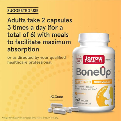 Jarrow Formulas BoneUp for Bone Density and Skeletal Nutrition, Includes Vitamin D3, K2 (as MK-7) and Calcium, 360 Capsules, Up to a 60 Day Supply