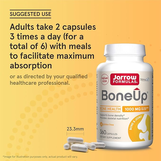 Jarrow Formulas BoneUp for Bone Density and Skeletal Nutrition, Includes Vitamin D3, K2 (as MK-7) and Calcium, 360 Capsules, Up to a 60 Day Supply