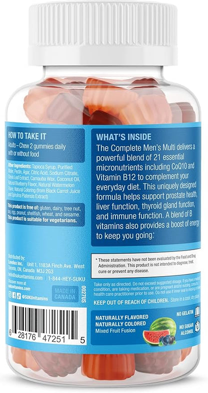 Complete Men's Multi - MicroNutrients: CoQ10, Lycopene Gummies for Prostate Health - Easy to Chew - Non GMO, Gluten Sugar Free - Mixed Fruit Fusion Gummy Vitamins, 60 Count