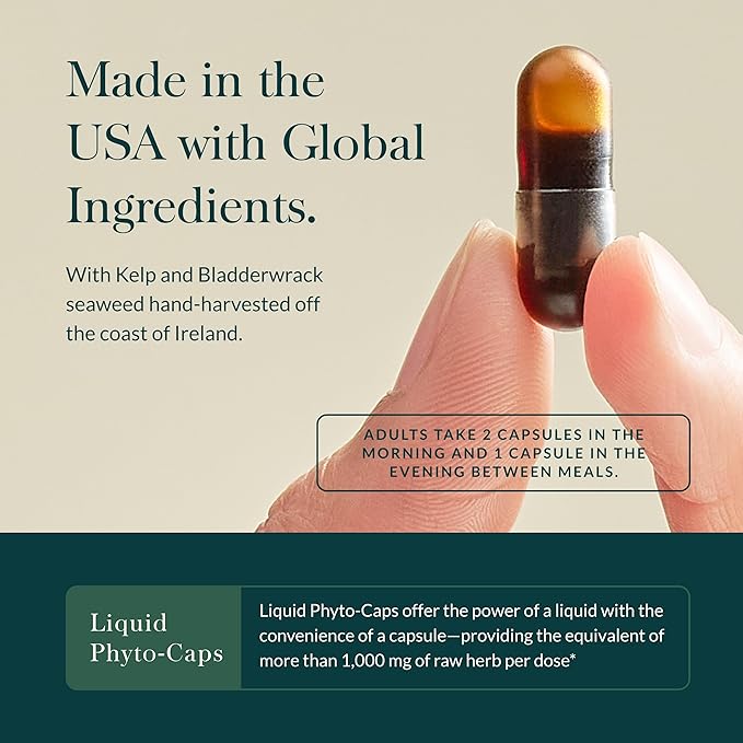 Gaia Herbs Thyroid Support - Made with Ashwagandha, Kelp, Brown Seaweed, and Schisandra to Support Healthy Metabolic Balance and Overall Well-Being - 120 Vegan Liquid Phyto-Capsules (40-Day Supply)