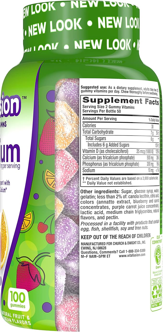 Vitafusion Calcium Adult Gummy Vitamins, 100 Gummy Vitamins