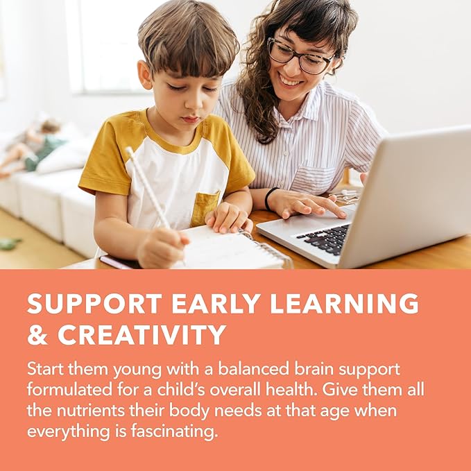 Omega 3 Kids Gummies | Omega 3-6-9 Vegetarian Plant-Based Fish Oil for Kids | EPA + DHA for Kids 2+ | Body & Brain Development | No Fishy Taste | Lemon & Orange Flavors | 60 Vegan Fish Oil Gummies