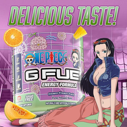 G Fuel ONE Piece Flower-Flower Energy Drink Powder, Pre Workout Caffeine Powder, Energy Powder Drink Mix for Gaming, Sugar Free Focus Amino + Antioxidants, 3.7oz (Orange Pineapple Melon, 15 Servings)