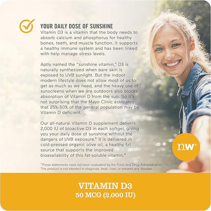 NatureWise Vitamin D3 2000iu (50 mcg) 90-Day Supply for Immune Support, Healthy Muscle Function, and Bone Health - Non-GMO, Gluten Free in Organic Extra Virgin Olive Oil, (Mini Softgel), 90 Count