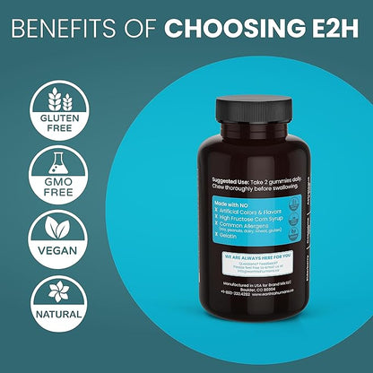 E2H Immunity Support Gummies - 60 Count - Gelatin-Free, Gluten-Free, Vegan & Non-GMO