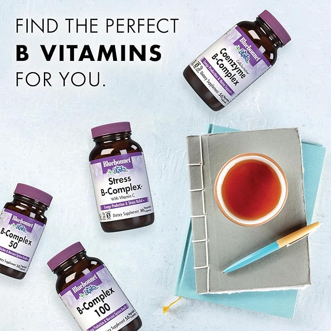 Bluebonnet Nutrition Stress B Complex Vegetable Capsules, 50 Count