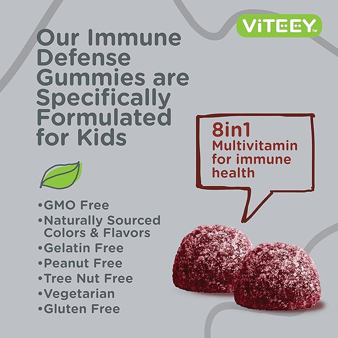 Kids Multivitamin Gummies with Probiotics - 8-1 Kids Vitamins for Immune Health Support with Vitamin C, D3, B12, B6, Zinc, Elderberry, Selenium - Vegetarian - Chewable Tasty Berry Flavored Gummy