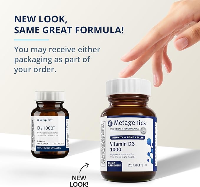 Metagenics D3 1000 - Vitamin D Supplement - Bone Density & Immune Support* - Tooth Integrity* - Non-GMO & Gluten Free - 120 Tablets