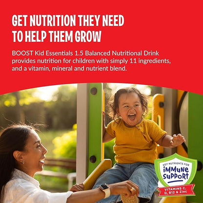 BOOST KID ESSENTIALS (1.5 kcal/mL) Chocolate Craze Nutritional Drink, 10g Protein, Vitamin C, D , B12, and Zinc, 8 Fl Oz (Pack of 24)