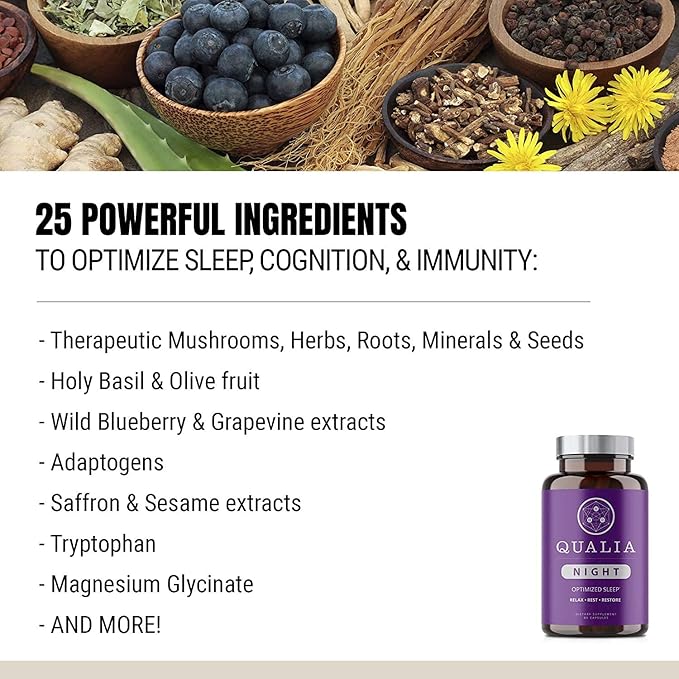 NEUROHACKER COLLECTIVE Qualia Night Sleep Aid | Non-Habit Forming | Science-Backed Supplement for Deep Refreshing Sleep | Melatonin-Free, Vegan, Non-GMO, Gluten-Free 80 Count | (1 Month Supply)