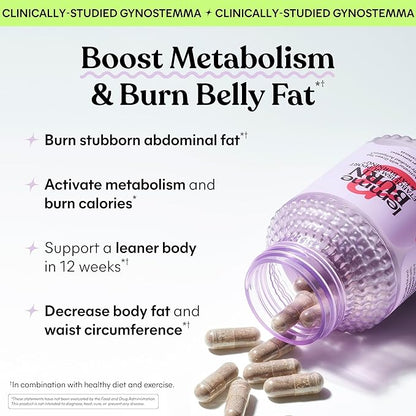Lemme Burn - Metabolism, Belly Fat Burning + AMPK Activating Supplement for Men & Women w/Clinically Studied Actiponin Gynostemma, Green Tea Extract, Vitamins B6 & B12 - Vegan, Gluten Free, 180 Count