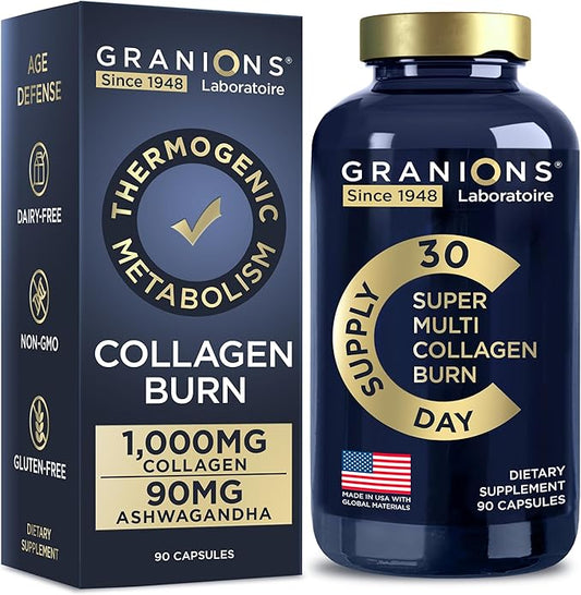 Thermogenic Hydrolyzed Collagen Burn - Hyaluronic Acid, Vitamin C, Multi Collagen Complex - Cellulite Defense and Dermal Repair Multi Collagen Peptides Capsules for Women and Men - 90 Collagen Pills