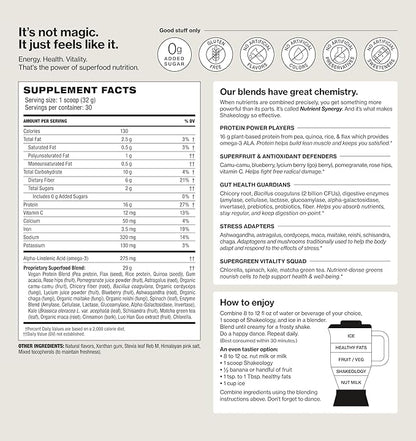 Shakeology 0g Added Sugar Vegan Protein Powder - Gluten Free, Superfood Protein Shake - Helps Support Healthy Weight Loss, Lean Muscle Support, Manage Effects of Stress, Vanilla - 30 Servings