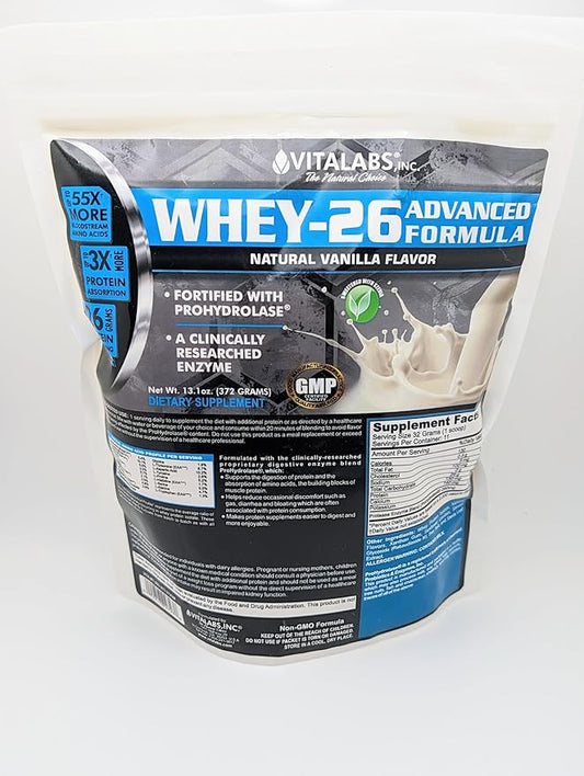 Whey-26 Advanced Whey Protein Powder Natural Vanilla Flavor with Prohydrolase