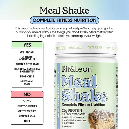 Fit & Lean Meal Shake, Fat Burning Meal Replacement, Protein, Fiber, Probiotics, Coffee Crumb Cake, 1lb, 10 Servings Per Container