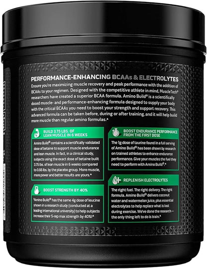 BCAA Amino Acids + Electrolyte Powder, MuscleTech Amino Build, 7g of BCAAs + Electrolytes, Support Muscle Recovery, Build Lean Muscle & Boost Endurance, Tropical Twist (40 Servings)