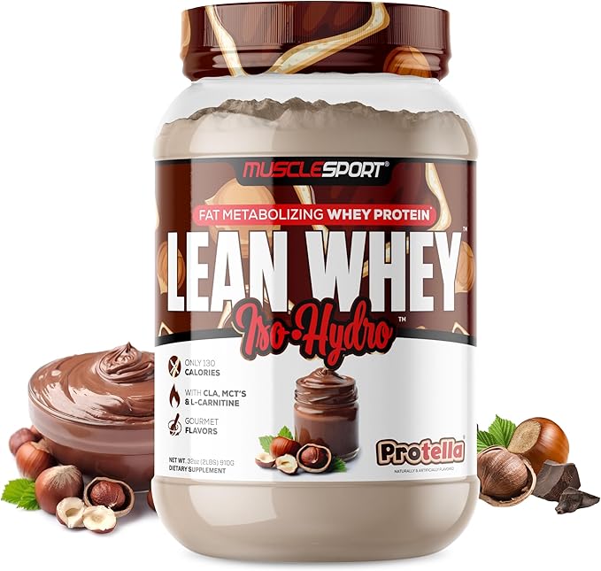 Musclesport Lean Whey Revolution™ Protein Powder - Whey Protein Isolate - Low Calorie, Low Carb, Low Fat, Incredible Flavors - 25g Protein per Scoop - 2lb Protella