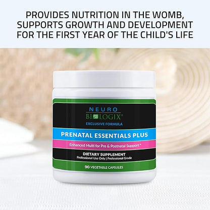 Neuro biologix Prenatal Essentials Plus, Pre and Post-Natal Vitamins for Women, Multivitamin with Iron and Methyl folate, Enhanced Methylation, 90 Capsules