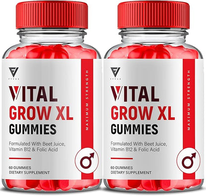 (2 Pack) Vital Grow XL Gummies, Vital Grow XL Advanced Performance and Overall Daily Health Support Supplement, VitalGrow XL Maximum Strength 1000mg Wellness Supplement Formula (120 Gummies)