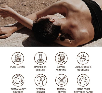 Premium Marine Collagen Powder with Type I II III and IV Hydrolyzed Peptides for Women Men, Sourced from Wild Fish Certified Kosher Unflavored - 14 Stir & Go Sachets (10g Each)