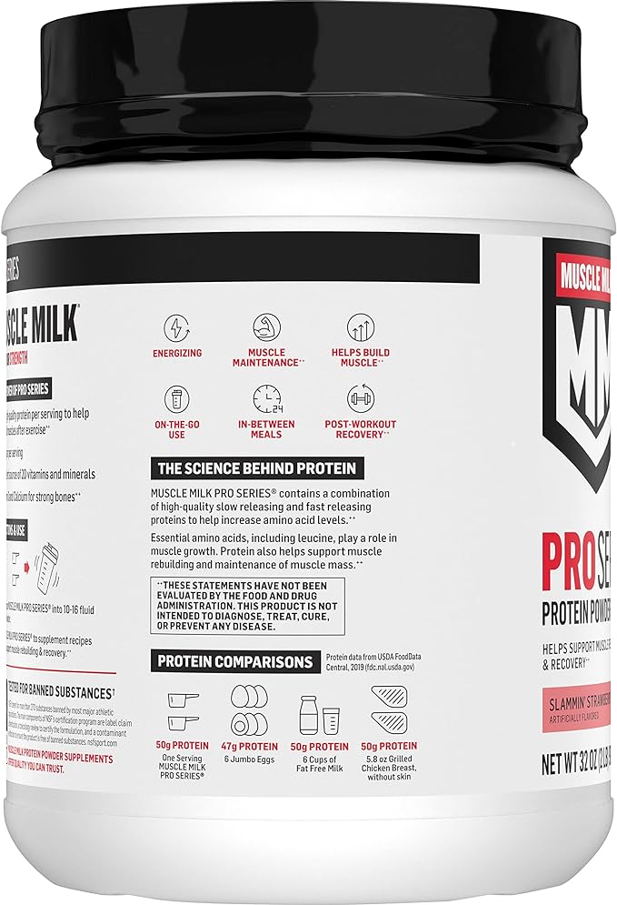 Muscle Milk Pro Series Protein Powder, Strawberry, 2 Pounds (Pack of 1)