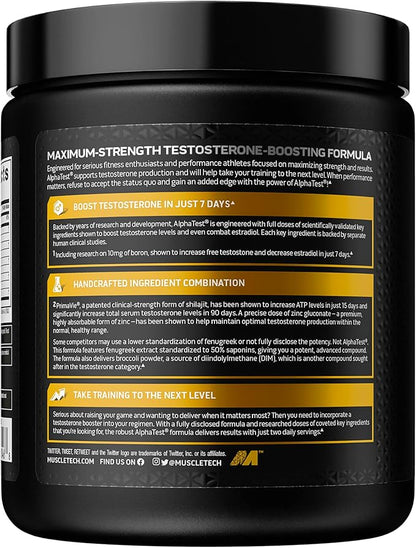 MuscleTech Testosterone Booster for Men, MuscleTech AlphaTest, Tribulus Terrestris & Boron Supplement, Max-Strength ATP & Test Booster, Daily Workout Supplements for Men, 240 Pills (Package May Vary)
