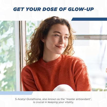 S-Acetyl L-Glutathione - Acetylated Glutathione Supplement 300mg - Works as Antioxidant Support, Liver, & Skin Vitality - Highly Bioavailable L Glutathione Supplement - 60 Pure Glutathione Capsules