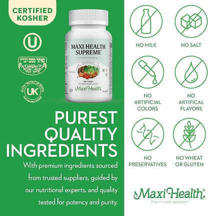 Maxi Health Supreme High Potency Multivitamin & Mineral for Wellness, Immune Boost & Antioxidant Defense, Includes Vitamin A, Vitamin C, Vit D and E, Vitamin B12, B6, Biotin, Selenium, Zinc, Inositol…