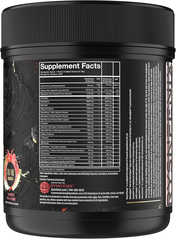 Scorched Earth Pre Workout Powder - Energy & Focus with Dual-Source Caffeine, Nootropics | Pumps from Citrulline, Beta Alanine, Nitrosigine®, GlycerPump™ (Tiger's Blood)
