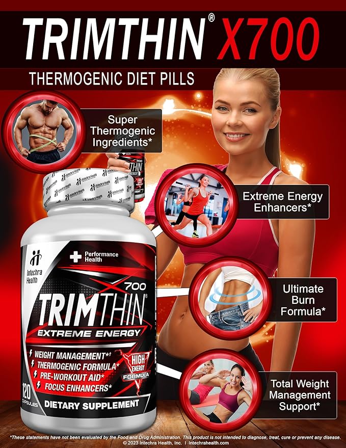 TrimThin® X700 Thermogenic Diet Pills with Maximum Energy Manufactured in USA 120 Capsules