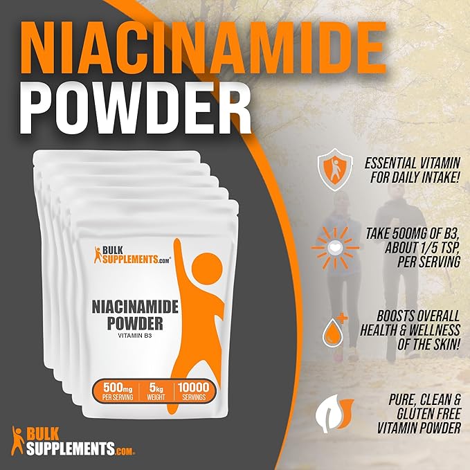 BulkSupplements.com Niacinamide Powder - Niacinamide 500mg - Vitamin B3 Niacinamide - Vitamin B3 Powder - Vitamin B3 Nicotinamide 500mg - 500mg Nicotinamide per Serving (5 Kilograms - 11 lbs)
