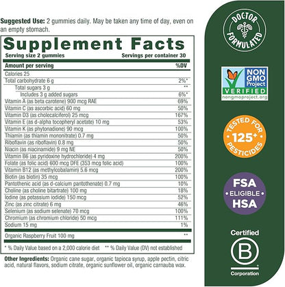 MegaFood Baby & Me 2 Prenatal Vitamin Gummies - Prenatal Vitamins for Women with Folic Acid and Choline for Baby’s Brain Development; Plus Real Fruit- Red Raspberry Flavor - 60 Gummies (30 Servings)