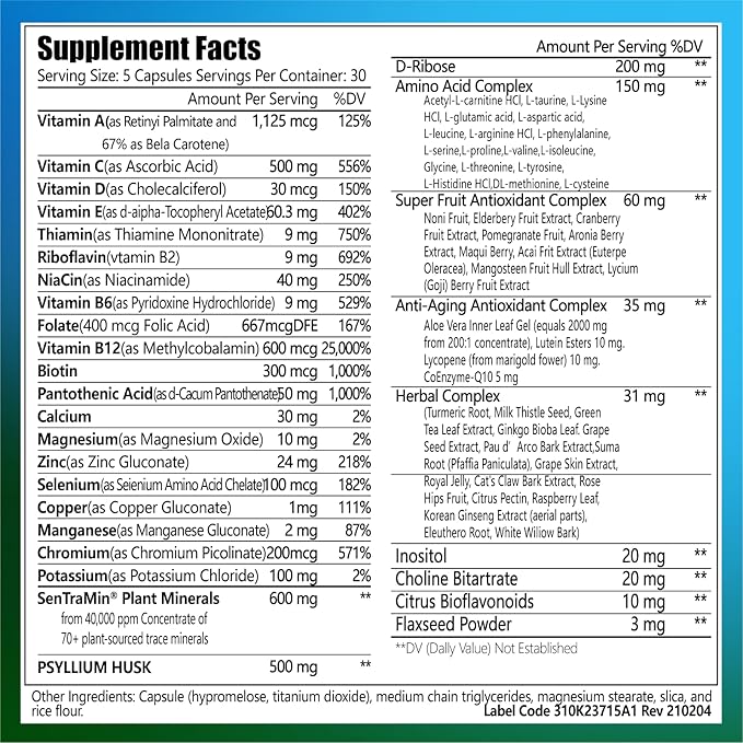 IMMUNO 150 - IMMUNO 150 Complete Multi - The Ultimate Multivitamin & Immune Support Supplement - Essential Daily Nutrients for Vitality & Wellness - 150 Capsules (1 Bottle)