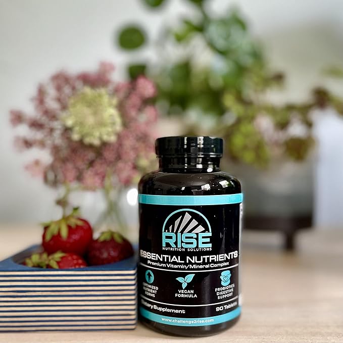Rise Essential Nutrients with Vitamin A, Vitamin C, Vitamin B-12, Vitamin B12, Vitamin D-3, Vitamin E, Potassium and Magnesium Supplement | Vegan Formula for Men and Women