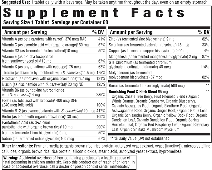 Innate Response Formulas Women's One Daily - Daily Multivitamin for Women - Supports Optimal Health and Well-Being - Vegetarian, Non-GMO, and Kosher - Made Without 9 Food Allergens - 60 Tablets