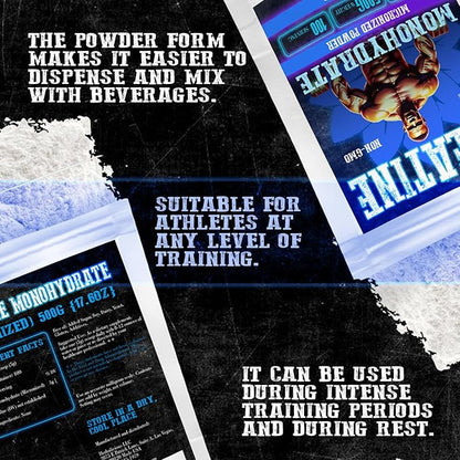 Creatine Monohydrate Micronized Powder – 5g per Serving for Muscle Growth, Strength, and Power – Unflavored, Non-GMO Formula – 100 Serving, 500g