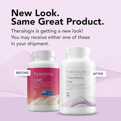 Theralogix TheraNatal One Prenatal Vitamin - 90-Day Supply - Prenatal Multivitamin with DHA, Vitamin D3, Methylated Folate, Iron & More to Support a Healthy Pregnancy* - NSF Certified - 90 Softgels