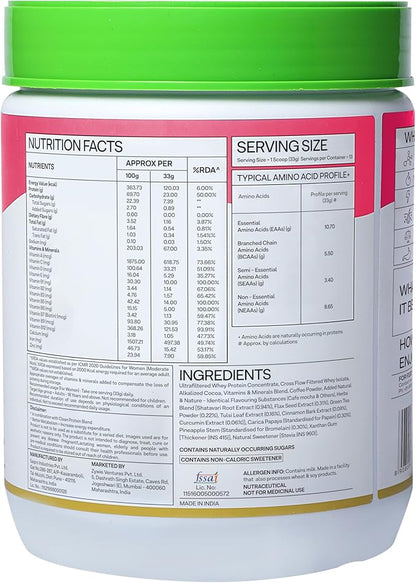 Protein & Herbs, Women with Multivitamins, Curcumin, Shatavari, Tulsi for Improved Metabolism, Hormonal Balance & Skin, Hair Health, 1.1 lbs, Cafe Mocha. Soy Free, Gluten Free, Non GMO