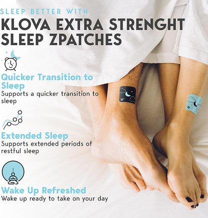 Klova Extra Strength Sleep Patches for Longer-Lasting Rest & Clear Morning Energy, with 6mg Melatonin and Natural Ingredients Like Valerian, Passion Flower, L-Theanine & More