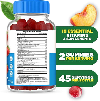 Lifeable Sugar Free Multivitamin for Men Gummies | VIT A, C, D, E, B1, B2, Niacin, B5, B6, Folate, B12, Biotin, Iodine, Zinc, Chromium, Ginseng, Lycopene, Inositol | Sugar Free Vitamins | 90 Gummies